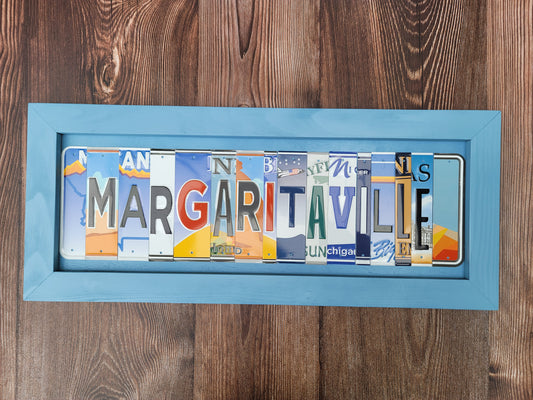 Margaritaville Handcrafted License Plate Sign