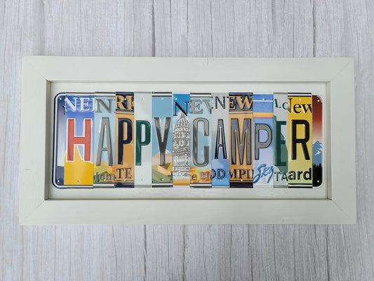 Happy Camper Handcrafted License Plate Sign