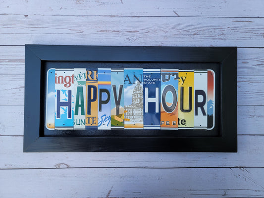 Happy Hour Handcrafted License Plate Sign